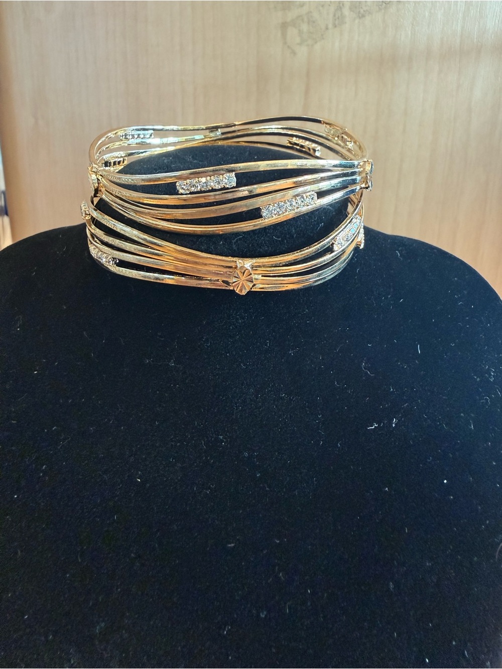 Gold Multi-Band Crystal Accent Women's Bracelet